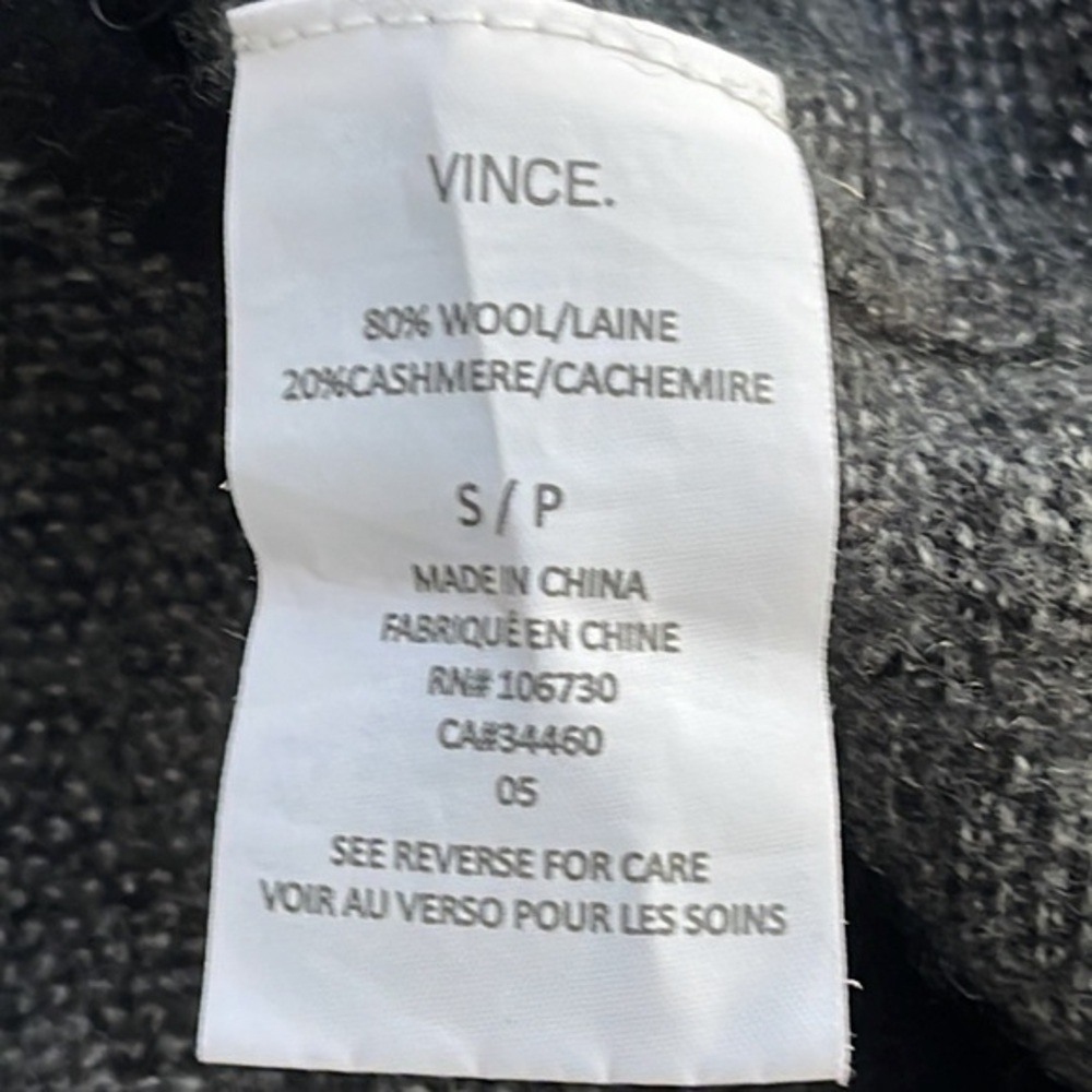 Vince Wool Henley Long Sleeve Top in Heathered Charcoal Gray & Black Size Small - Picture 6 of 6